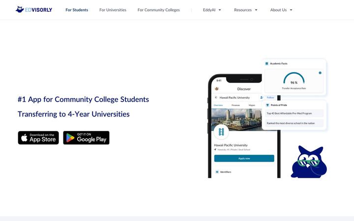 Landing page of EdVisorly