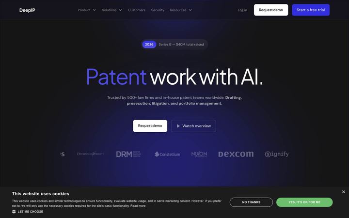 Landing page of DeepIP
