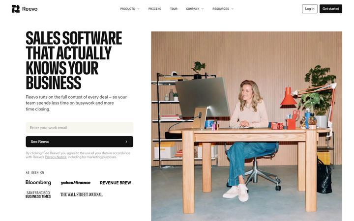 Landing page of Reevo