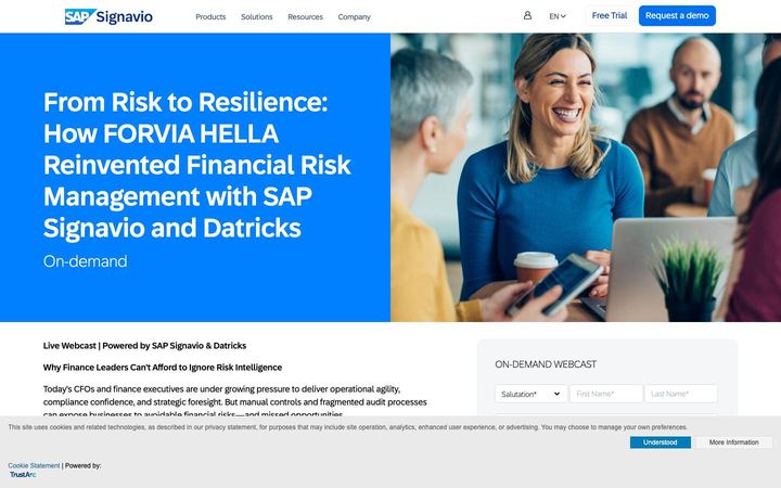 Landing page of Datricks