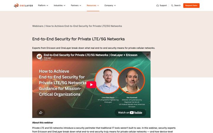 Landing page of OneLayer