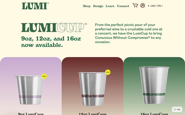 Landing page of LumiCup